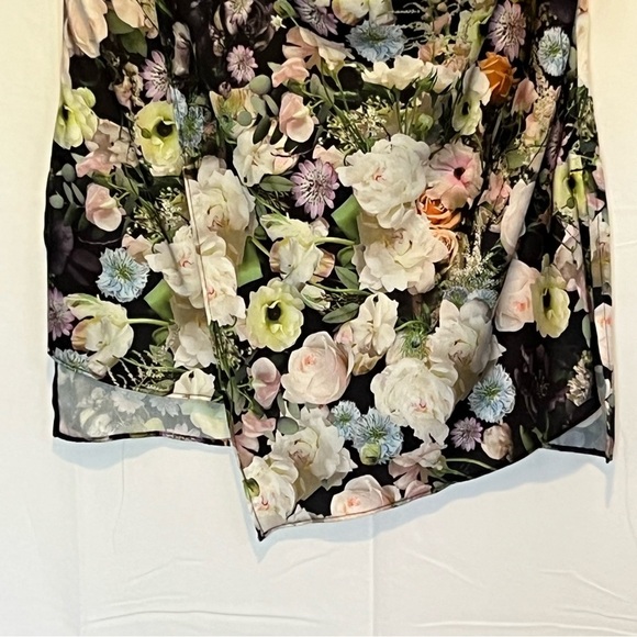 Adam Lippes Collective Women's Top Black Floral Sleeveless Wrap Blouse Size 4 - Picture 6 of 7